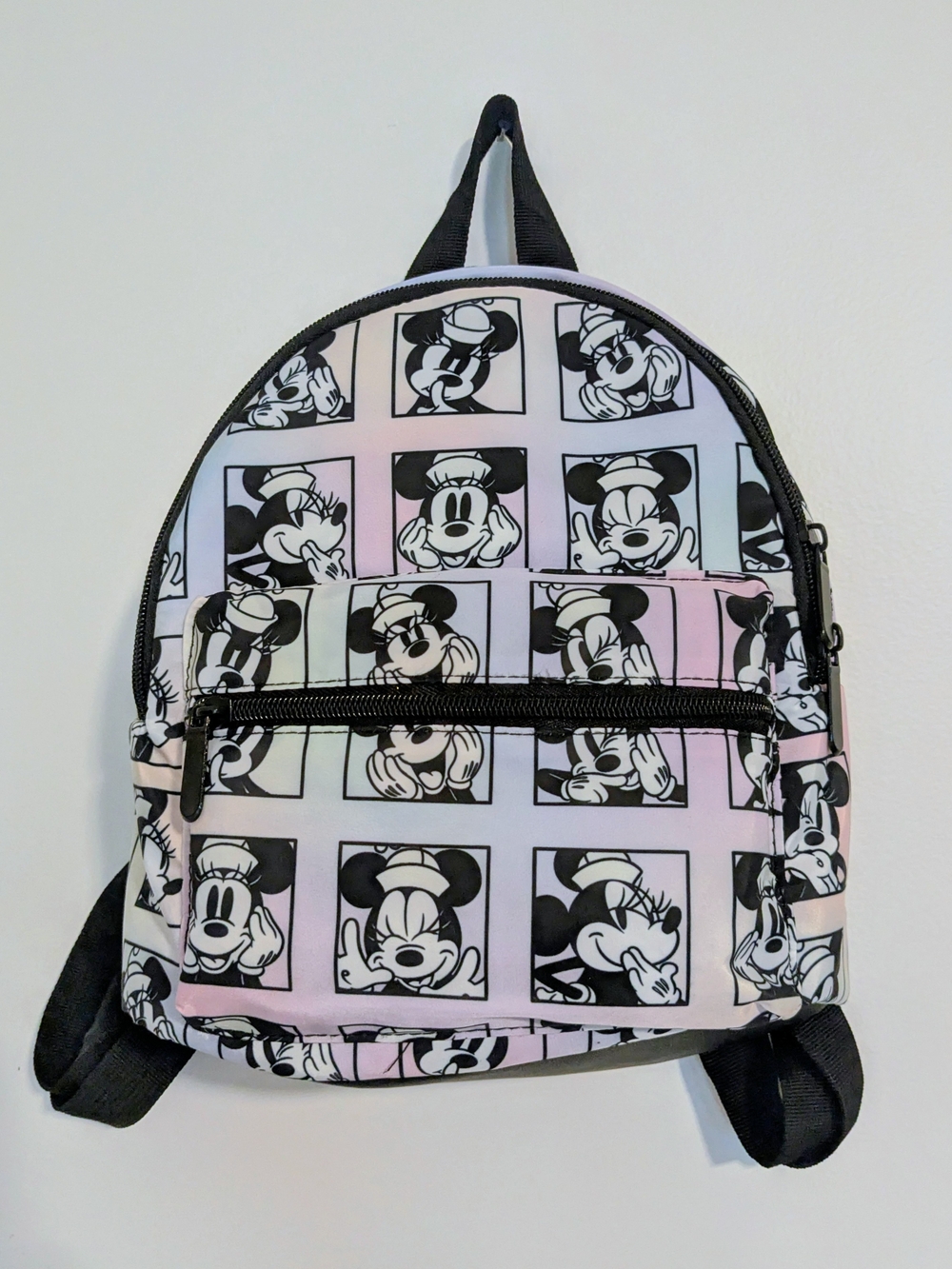 Disney Mini Backpack in Black and Pastel Pink/Blue
